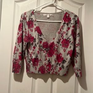 Lauren Conrad grey floral cardigan size Medium